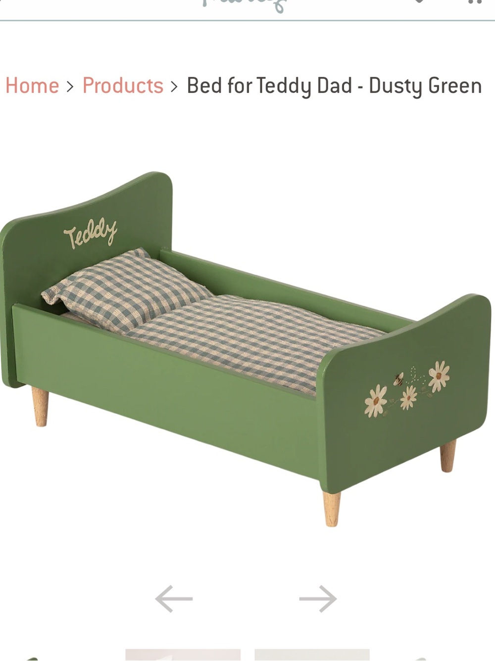 maileg bed in green NWOT